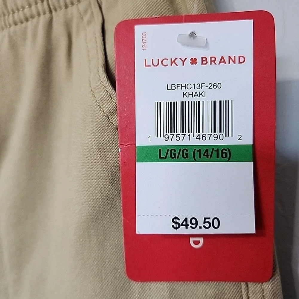 Lucky Brand Girl's‎ Khaki Drawstring Waist Stretch Pull On Cargo Pants 14/16